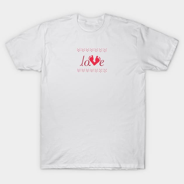 Valentine's day red footprints T-Shirt by GULSENGUNEL